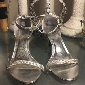 Silver sparkly strap heels